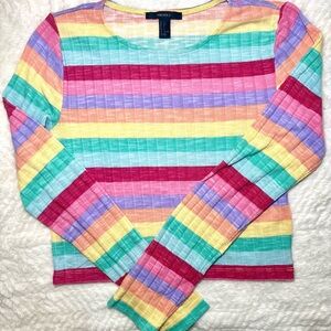 Forever 21 Rainbow Striped Long Sleeve Top